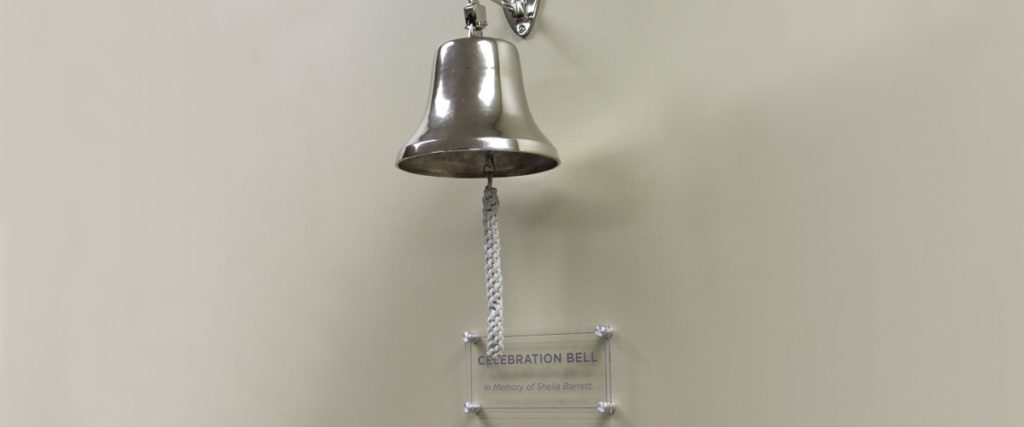 The Lane Cancer Center bell that patients can ring when they complete chemotherapy treatments at Mary Bird Perkins Cancer Center in Zachary, LA
